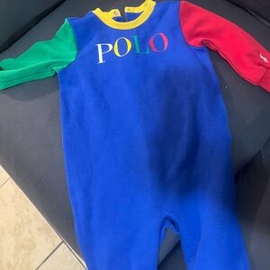 Polo by Ralph Lauren Blue and Red Kids Footie